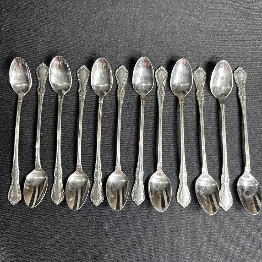 Oneida Distinction Deluxe MANSION HALL Ice Tea Spoons Lot of 12 HH EUC Stainless